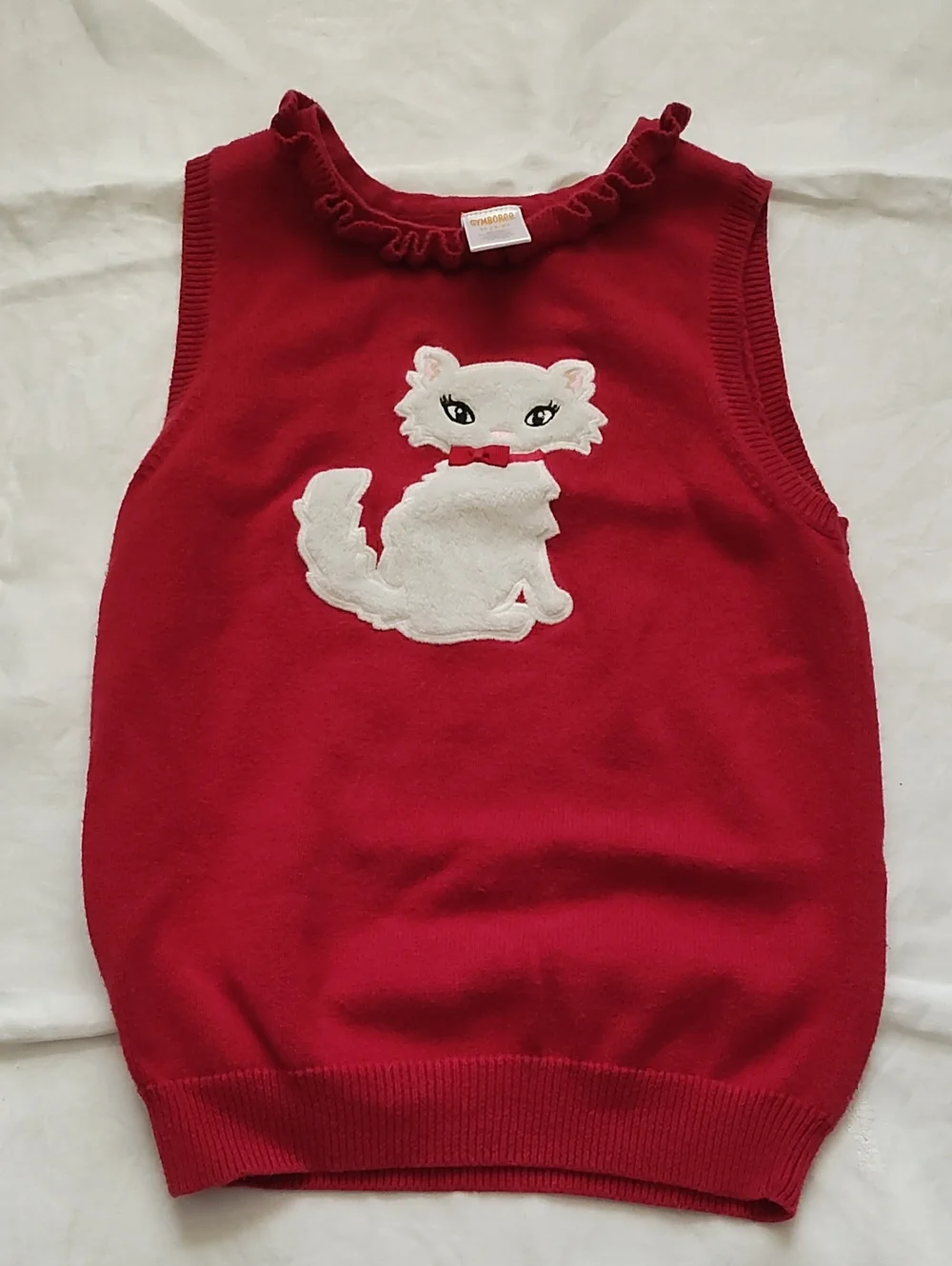 Gymboree Red Knit Cat Applique Pet Vest